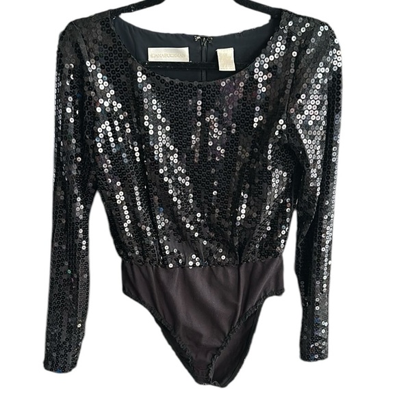 Dana Buchman Black Sequin Bodysuit Size 4 - Picture 1 of 9